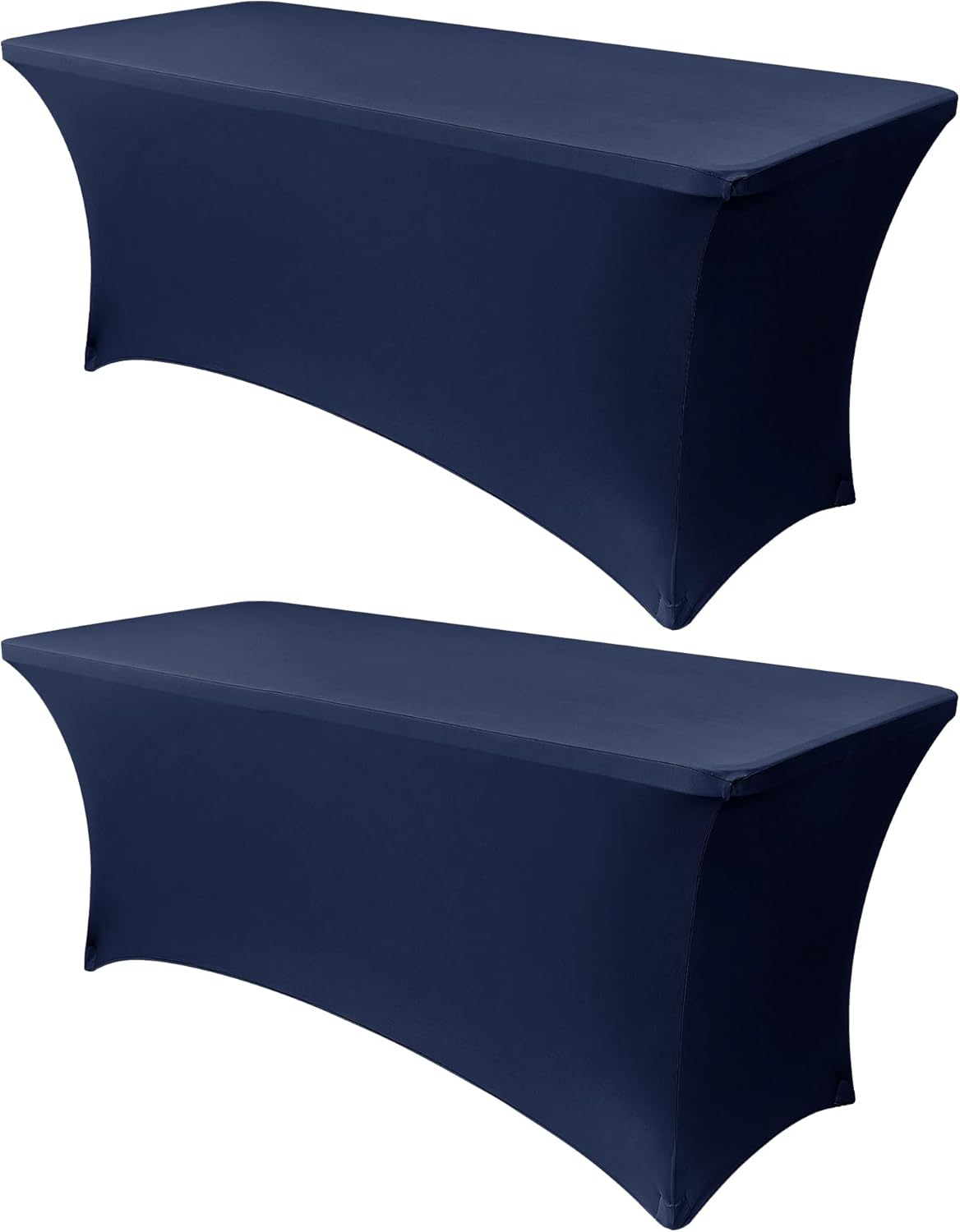 Obstal 6ft Stretch Spandex Table Cover for Standard Folding Tables - 2 Pack Universal Rectangular Fitted Tablecloth Protector for Wedding, Banquet and Party, 72L x 30W x 30H Inches, Navy Blue, 2pc