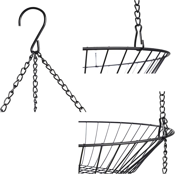 3-Tier Wire Fruit Hanging Basket 2 Packs, non-Punching Wall Hanging Storage, Kitchen Bathroom Organization Basket, Suitable for Bathroom, Kitchen, Closet, Garden, Chrome