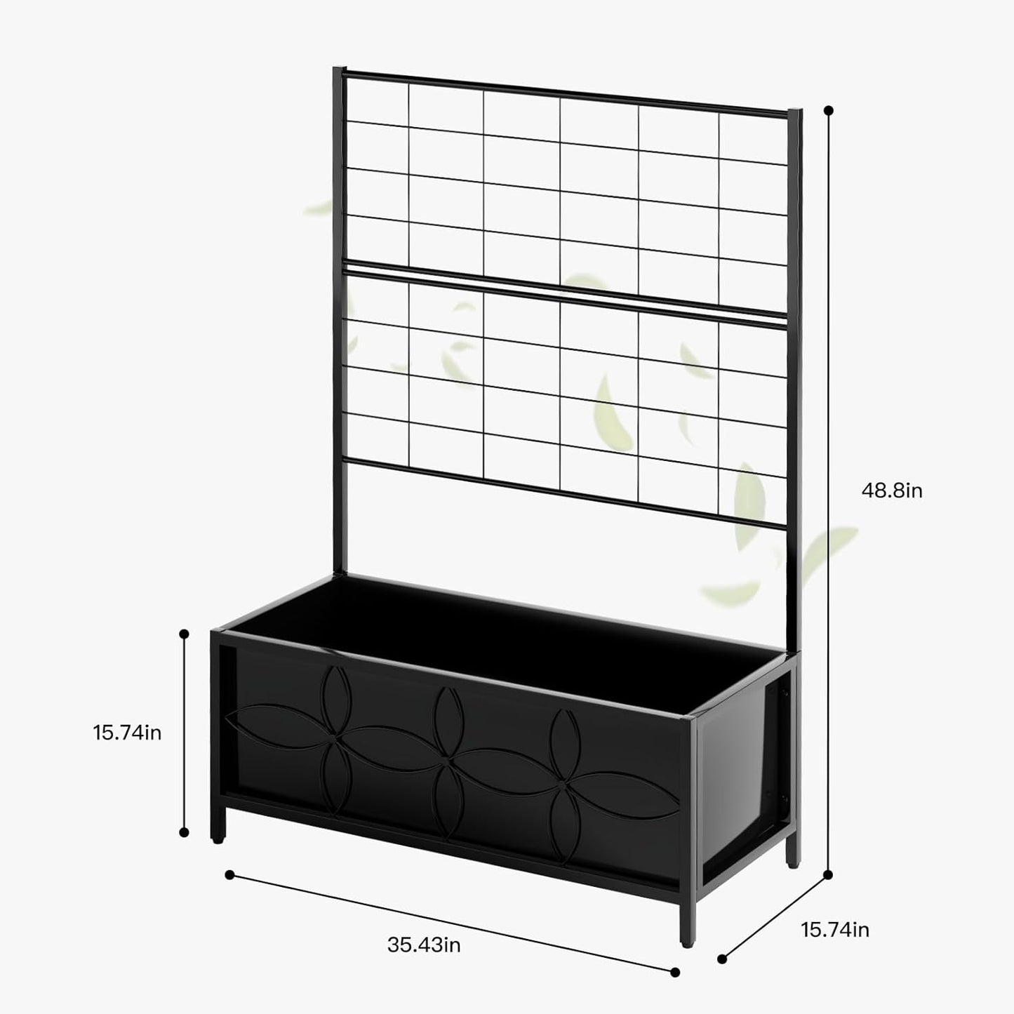 Zhongma Sturdy Raised Garden Bed with Trellis (15.75 x 35.43 x 48.8 in) for Vegetables Flower, Planter Box for Backyard Patio Balcony