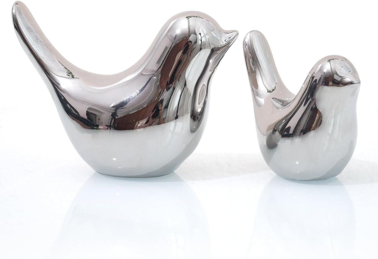 Notakia Small Birds Statues Home Decor Modern Style Decorative Ornaments for Living Room, Bedroom, Office Desktop, Cabinets (2Pcs Silver Birds)