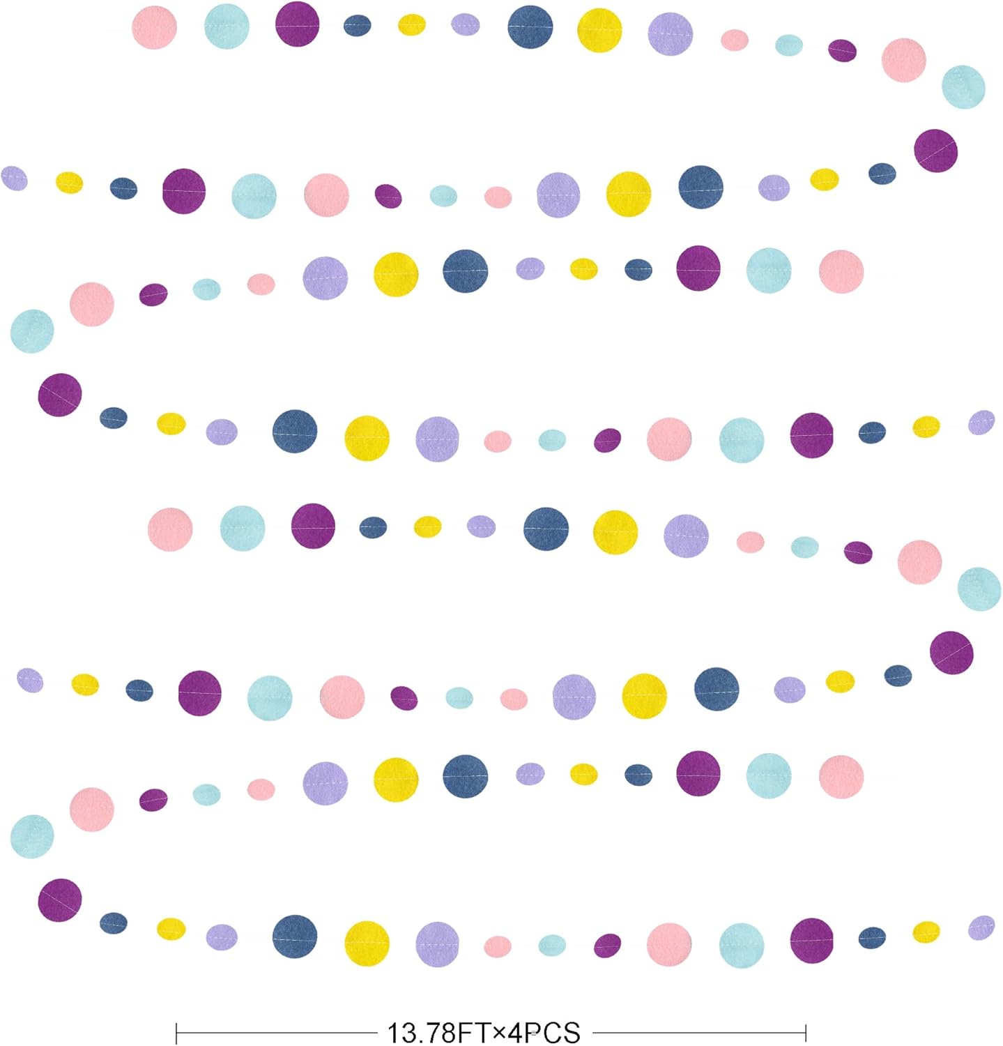 Oh Happy Day Decorations Navy Blue Yellow Purple Pink Boho Felt Circle Dot Garland Hanging Polka Dot Streamer for Classrooms Preschool Everyone is Welcome Homeschool Nursery Birthday Baby Shower Decor