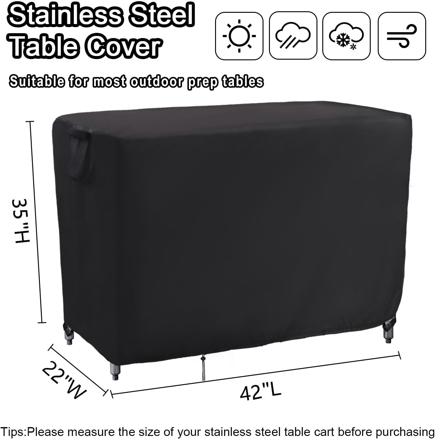 Kingling Outdoor Table Cover 42 Inch, Waterproof Prep Table Covers Bar Table Protection Cover for Patio Table/Furniture - 42''L x 22''W x 35''H