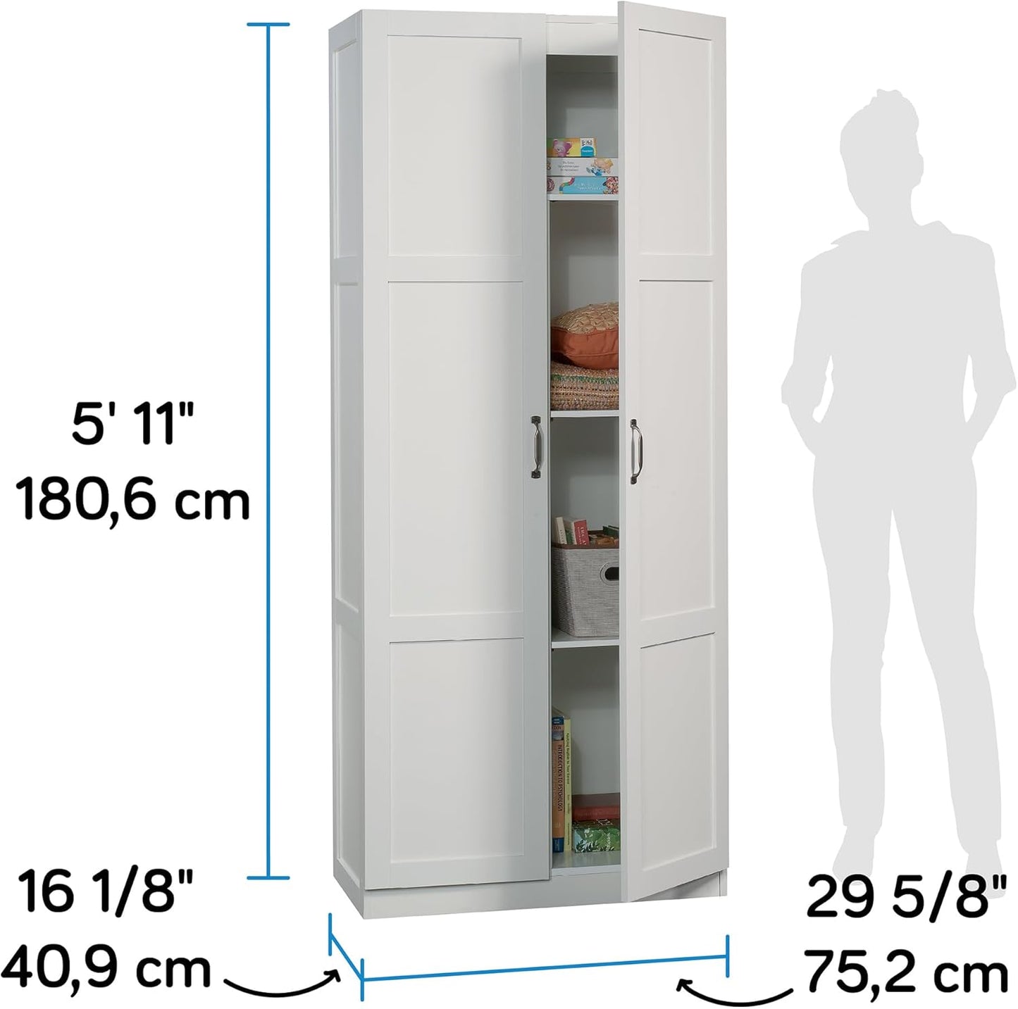 Sauder Select Storage Cabinet/ Pantry cabinets, White finish