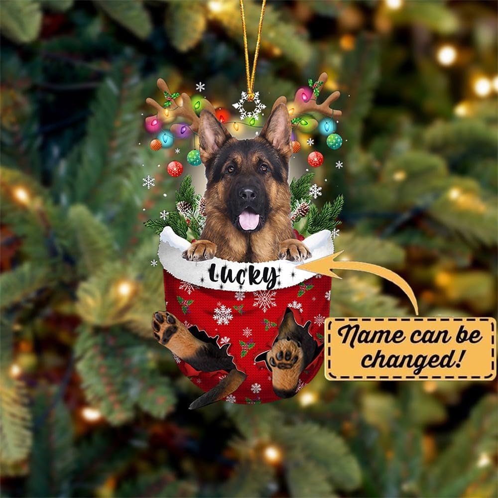 Long Haired German Shepherd Christmas Tree Ornament, Dog Lovers Gift Idea Xmas Decor