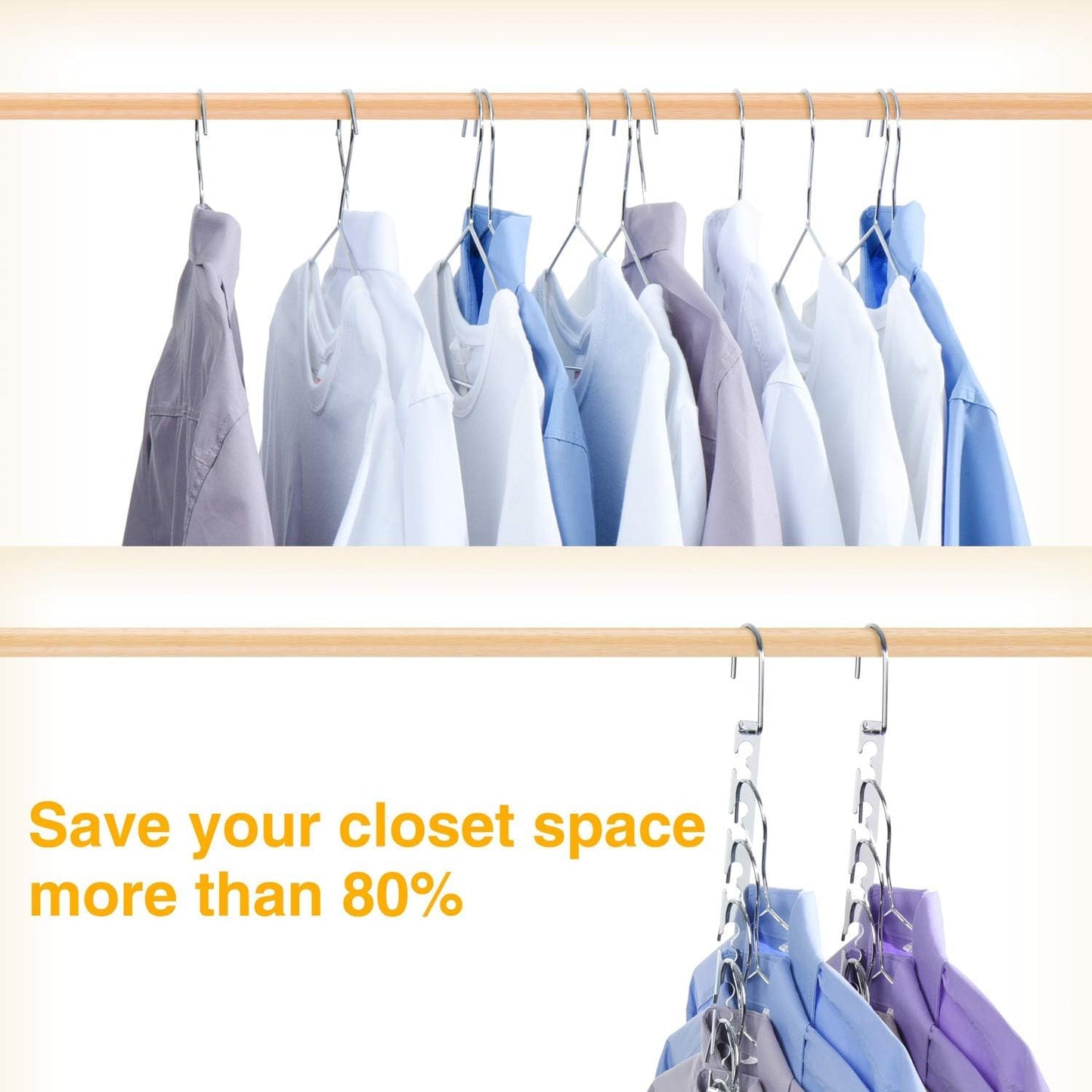 HOUSE DAY Space Saving Hangers for Clothes 4 Pack, Heavy Duty Hanger Organizer | 30 Lbs Capacity |, Metal Magic Hanger, Sturdy Multi Hangers, Closet Space Saver Closet Organizers and Storage