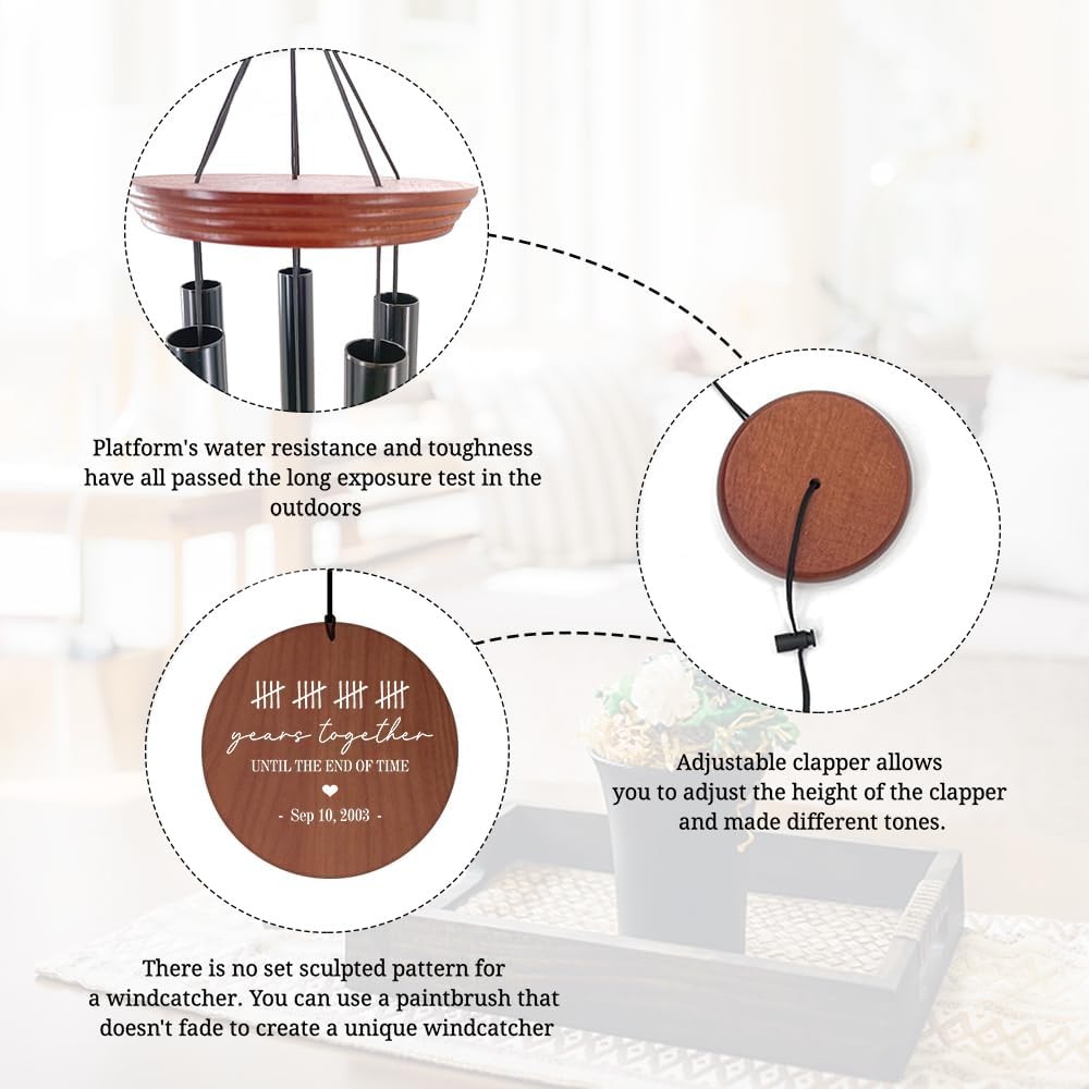 ASTARIN Personalized 20th 50th Anniversary Wind Chime, Happy Anniversary Wedding Valentine's Day Gift for Wife Husband Men Women Sister, Golden Anniversary Keepsake Decorations for Parents Couples