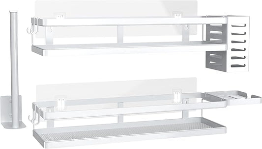 PUSDON Metal Wall Hanging Basket 2 Packs DIY Suitable for Multiple Scenes - Large White Guardrail Suit