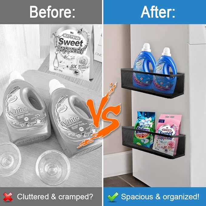 Picowe Magnetic Laundry Organizer, Extra Large Magnet Basket for Laundry Room,16.5lb Capacity Magnetic Shelf for Washer /Dryer, Fridge & Small Spaces (XL, Black)