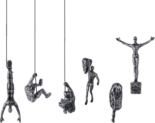 Set of 6 Climbing Men Wall Art Decor Sculpture,Nordic Modern Simplicity Decorative Wall Art, Climbing Man Sculptures,Home & Office Climber Gifts