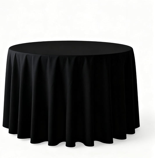 Surmente Black Tablecloth for Round Tables, 120-inch Round Table Cloths for Weddings, Banquets, or Restaurants