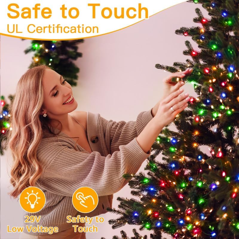 Ollny Christmas Lights Outdoor, 393FT 1200 LED IP67 Waterproof Christmas Tree Lights with 8 Modes Remote Timer, String Lights for House Yard Outside Indoor Xmas Decorations Multicolor