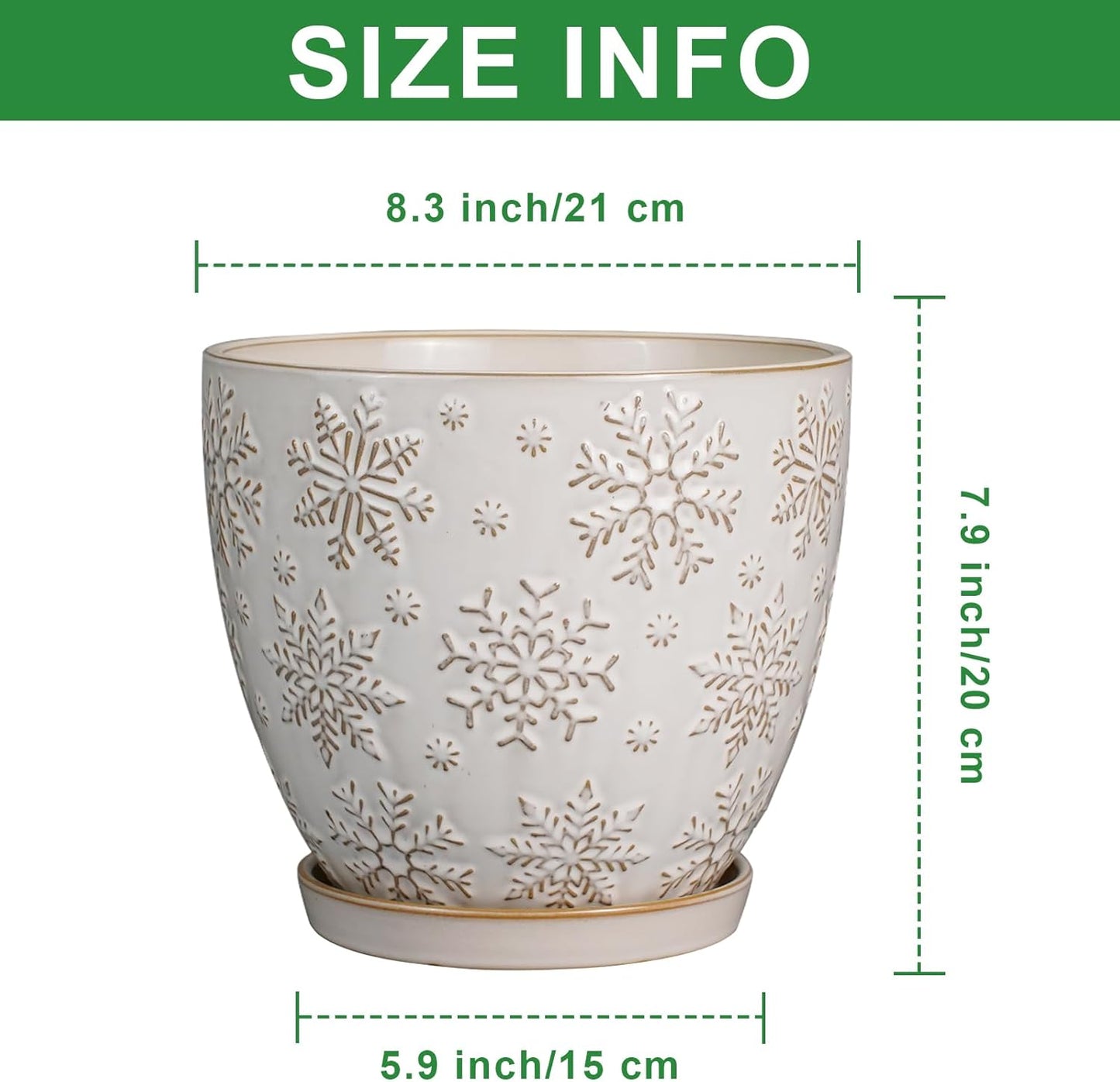 Ceramic Planter 8 Inch Plant Pot with Drainage Hole and Saucer Ceramic Pots for Indoor Plants Outdoor Large Flower Pot for Home Decor White