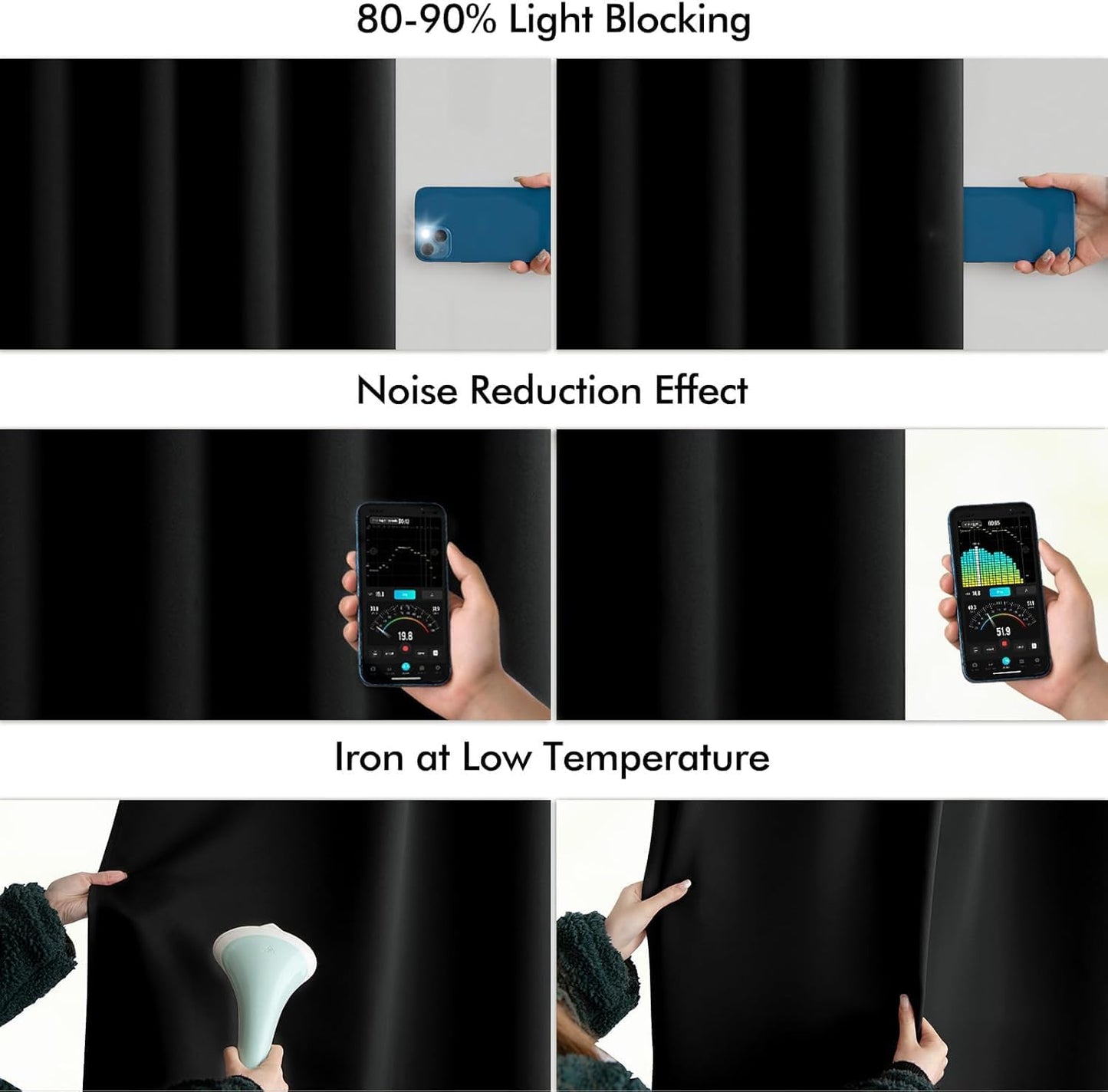 MIULEE Back Tab Blackout Curtains 92 Inch Long 2 Panels Set for Living Room Bedroom, Halloween Black Rod Pocket/Pinch Pleated Thermal Insulated Room Darkening Light Blocking Floor to Ceiling Drapes