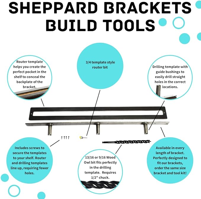 Floating Shelf Brackets - Sheppard Brackets - Easy Install - Heavy Duty (46 inch Build Kit)