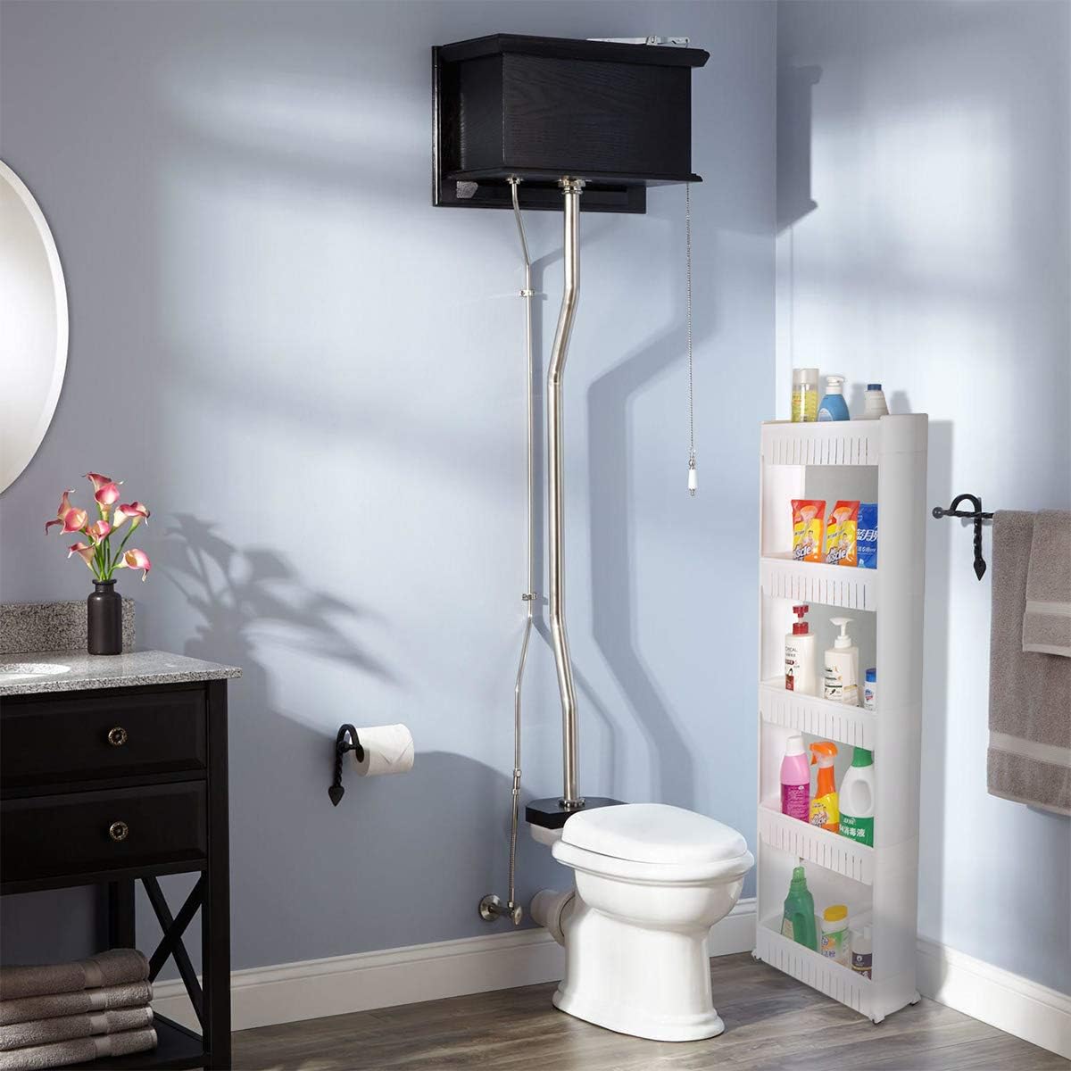 Laundry Room Organizer, Mobile Shelving Unit Organizer with 4 Large Storage Baskets, Gap Storage Slim Slide Out Pantry Storage Rack for Narrow Spaces, 4 Tier …