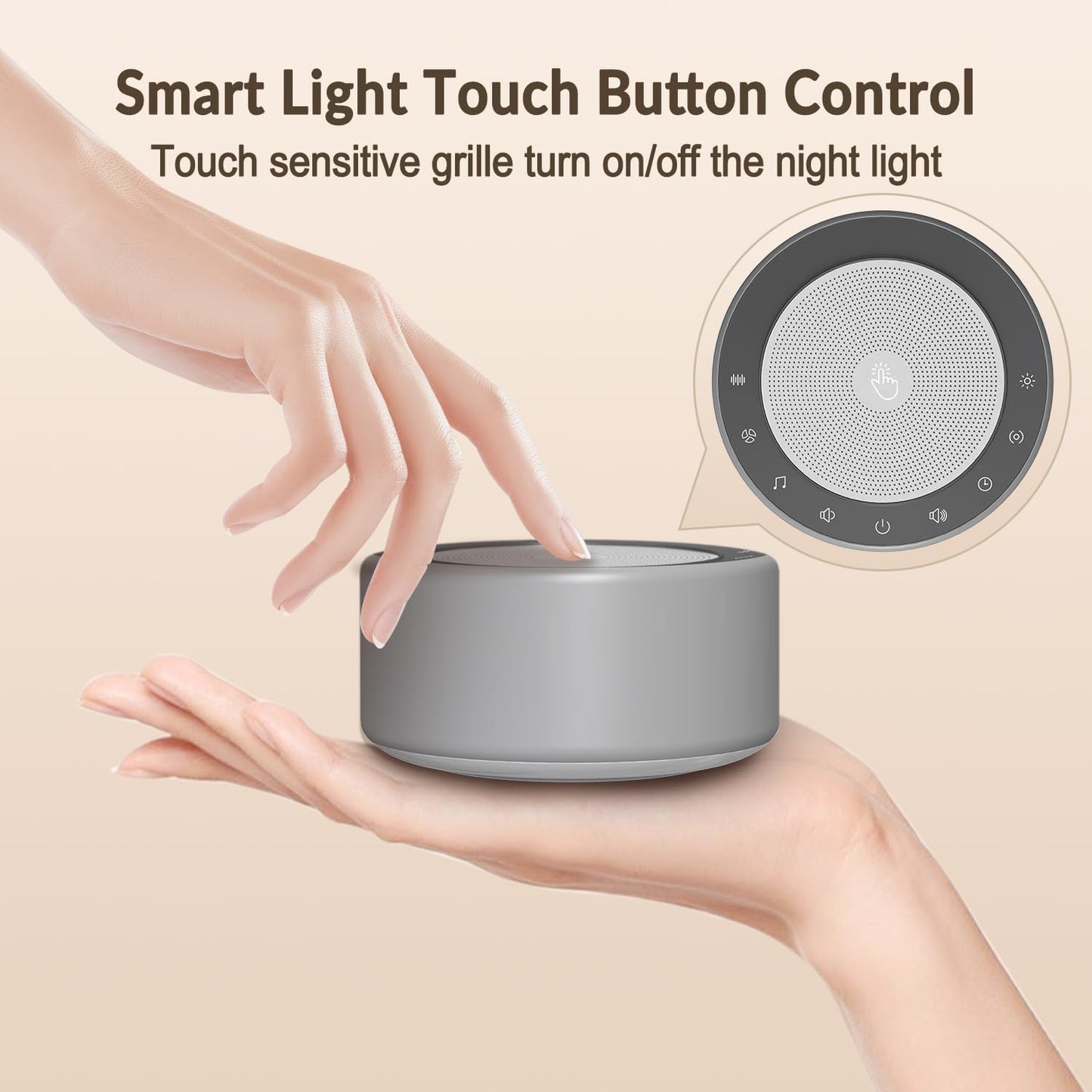 Nursery Lamp with Sound Machine, Mood Lighting, 7 Colors Night Light, 30 Soothing Sounds, White Noises for Baby, Adults. Timer, Plug in, Memory Function, Touch Control