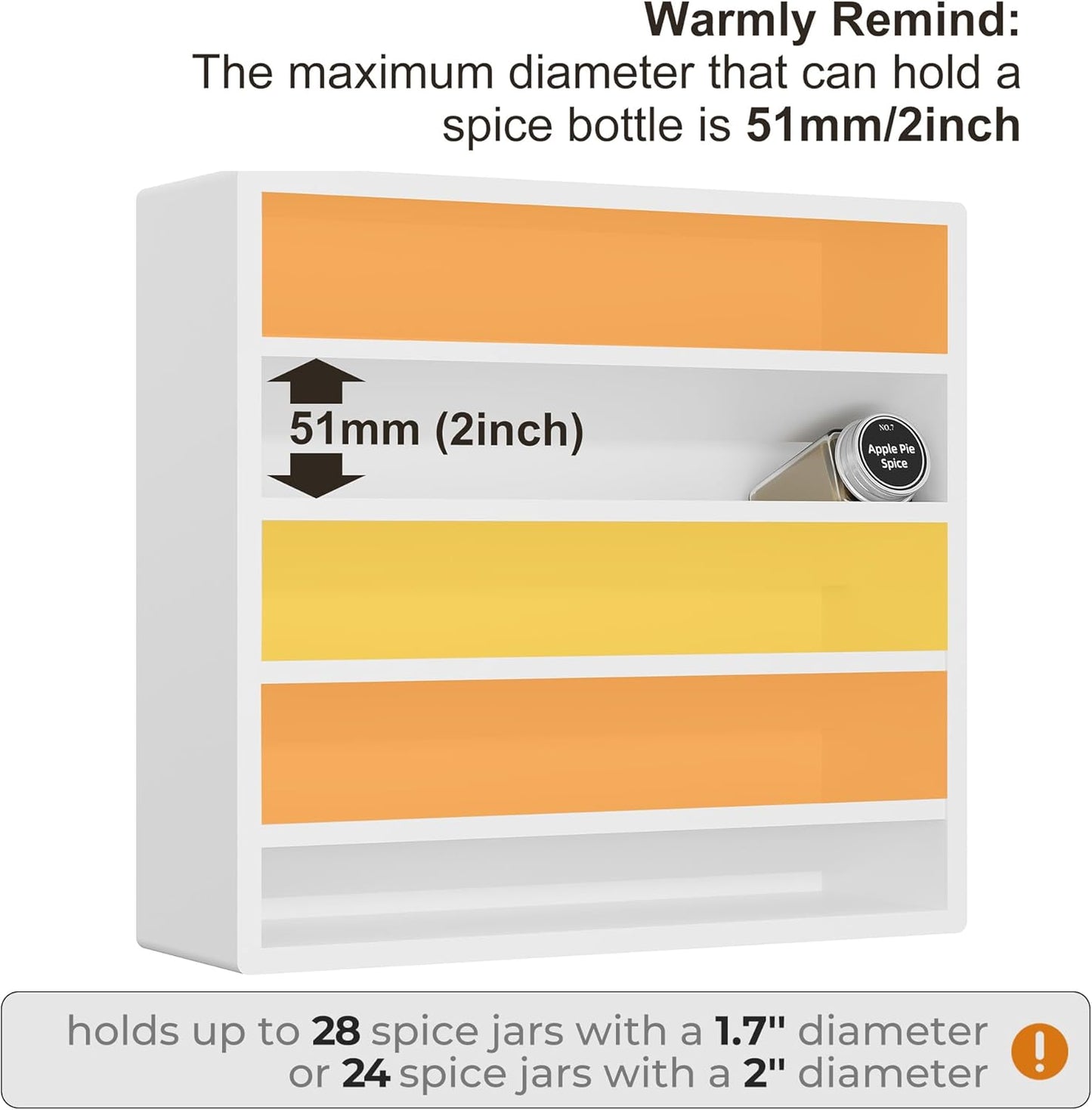 Orimade 4 Tier Spice Rack Organizer for Cabinet, Freestanding Bamboo Seasoning Rack for Countertop, Cupboard, Pantry, Kitchen, 13.18 x 4.13 x 12.2 inches(Spice Jars Not Included), White