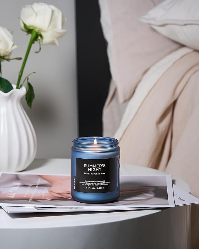 M&SENSE Summer's Night Scented Candle, All Natural Soy Wax Clean Non Toxic Manly Candle for Home, 7.05oz Up to 50 Hours Burn Time in Glass Jar for Bedroom