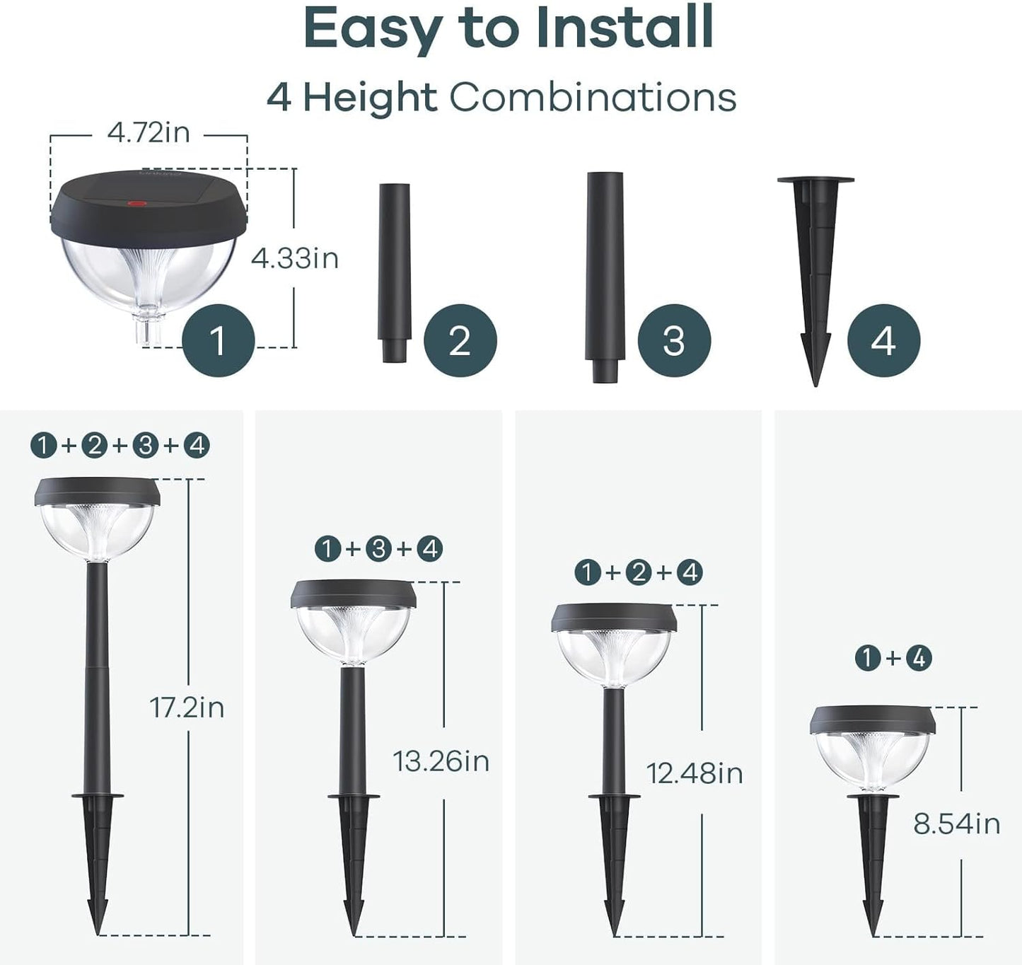 Linkind Solar Pathway Lights 8 Pack, Solar Lights Outdoor Warm White Waterproof, Adjustable Solar Powered for Walkway Yard Garden Driveway Backyard