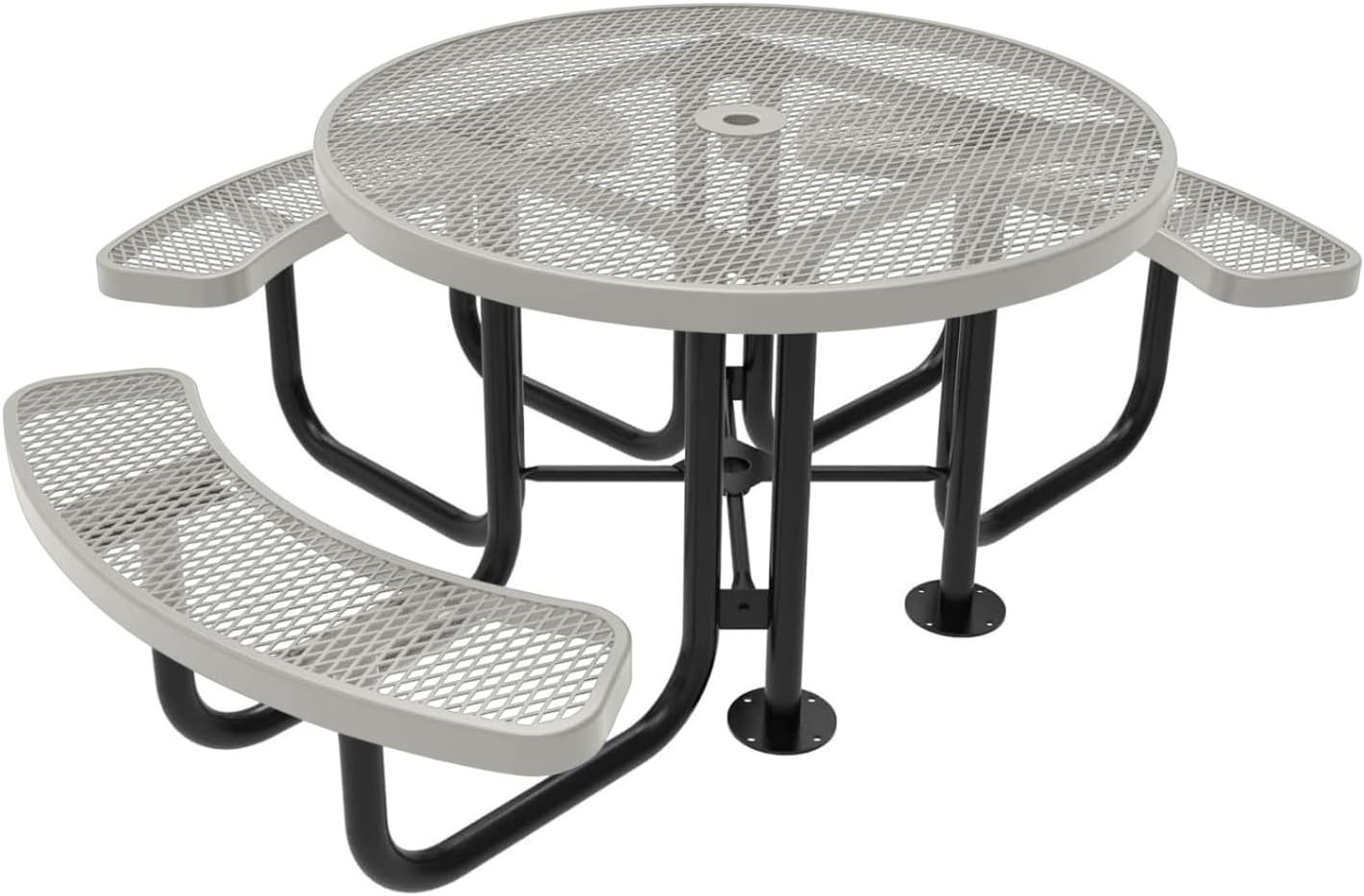 TRD3-GRY Heavy Duty Round Portable Picnic Table 3 Seat Handicap Accessible, 46", Grey, Made in America