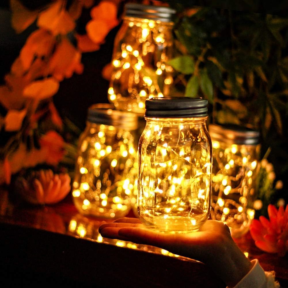 ZNYCYE Mason Jar Solar Lights for Outside, 12 Pack 30 LED Fairy Firefly Lights Mason Jar Solar Lids Outdoor Waterproof String Lights with Hangers(NO JARS) for Patio Garden Yard Lawn Decor - Warm White