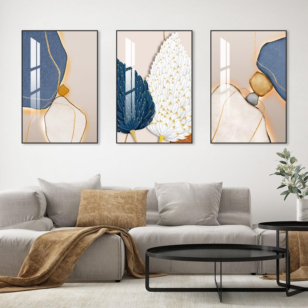 Wall Art Set of 3 Frames Canvas Wall art Decor Abstract Minimalism Natural Style Art Mural Posters & Prints, large Size Wall Art Aesthetics Living room Bedroom Kitchen Office (32 "X 24" X 3 pieces)