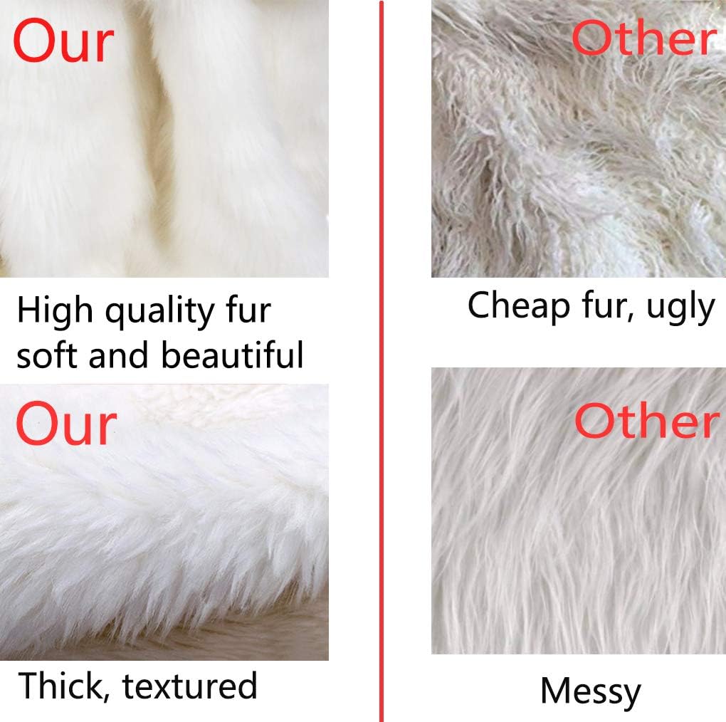 AOGU 60 Inch Faux Fur Christmas Tree Skirt White Plush Skirt for Merry Christmas Party Christmas Tree Decoration