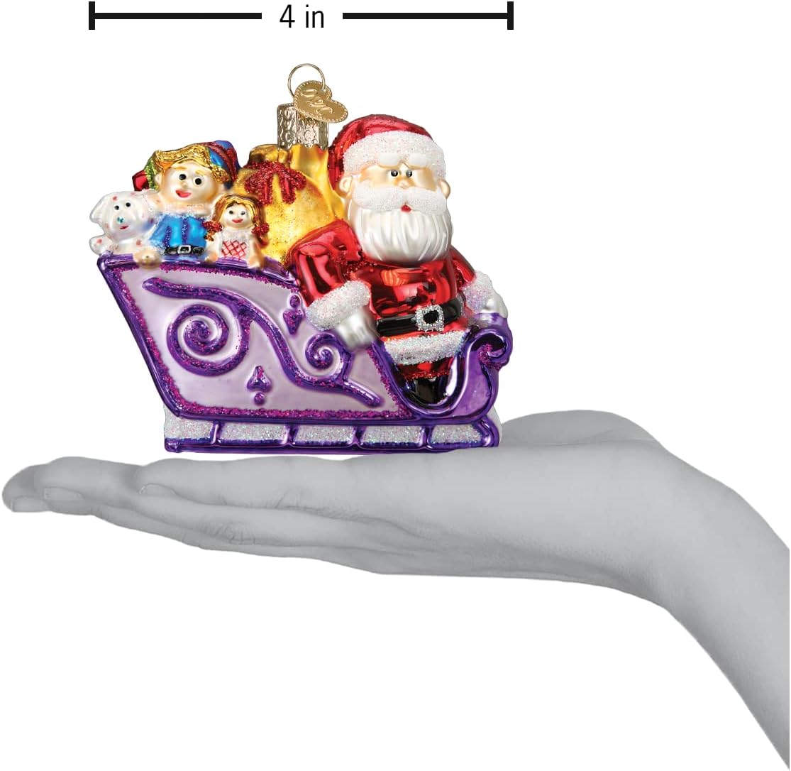 Old World Christmas Rudolph The Red-Nosed Reindeer Santa and Friends Glass Blown Ornament for Christmas Tree