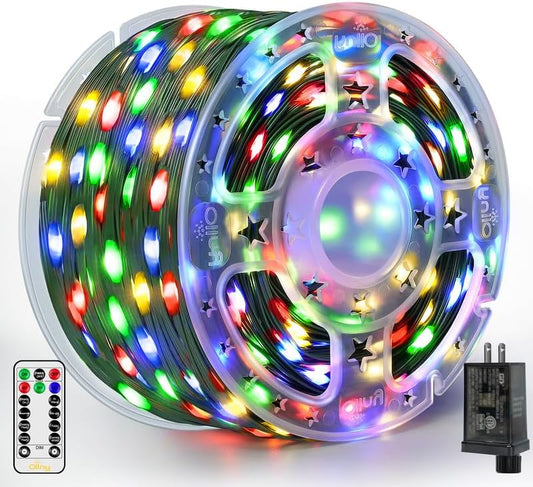 Ollny Christmas Lights 1000 LED 330 FT, IP67 Waterproof Plug in Christmas Tree Lights with Remote, 8 Modes, 3 Timers, Dimmable, House Xmas Indoor Decorations Outdoor Christmas Lights (Multicolored)