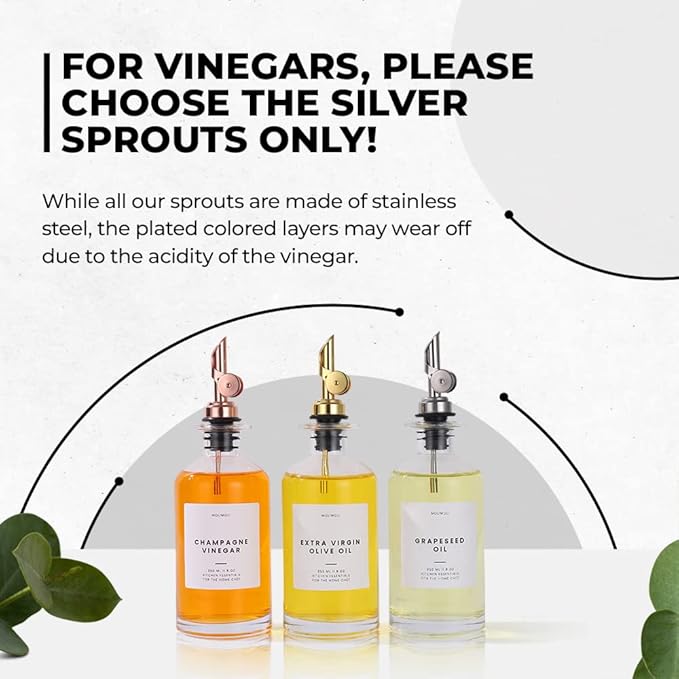 Molimoli - Premium Olive Oil Dispenser Bottles for Kitchen with Pourer - Oil and Vinegar Dispenser Set, Glass Dispenser for Kitchen, Dispenser Bottle of 350ml - Set of 2