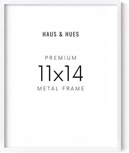 HAUS AND HUES White 11x14 Picture Frame, Aluminum, Modern, 14.0x11.0 inches, 0.75 inches Deep, 1 Piece, Unisex Adult, White