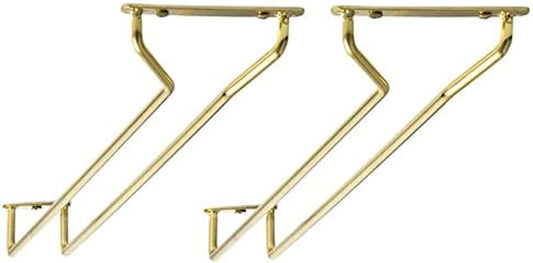 TrueCraftware- 10-Inch Wine Glass Rack Brass Finish Set of 2- Stemware Rack Wire Hanging Rack Under Cabinet Wine Glass Stemware Holder Glass Storage Hanger Organizer for Kitchen and Bar