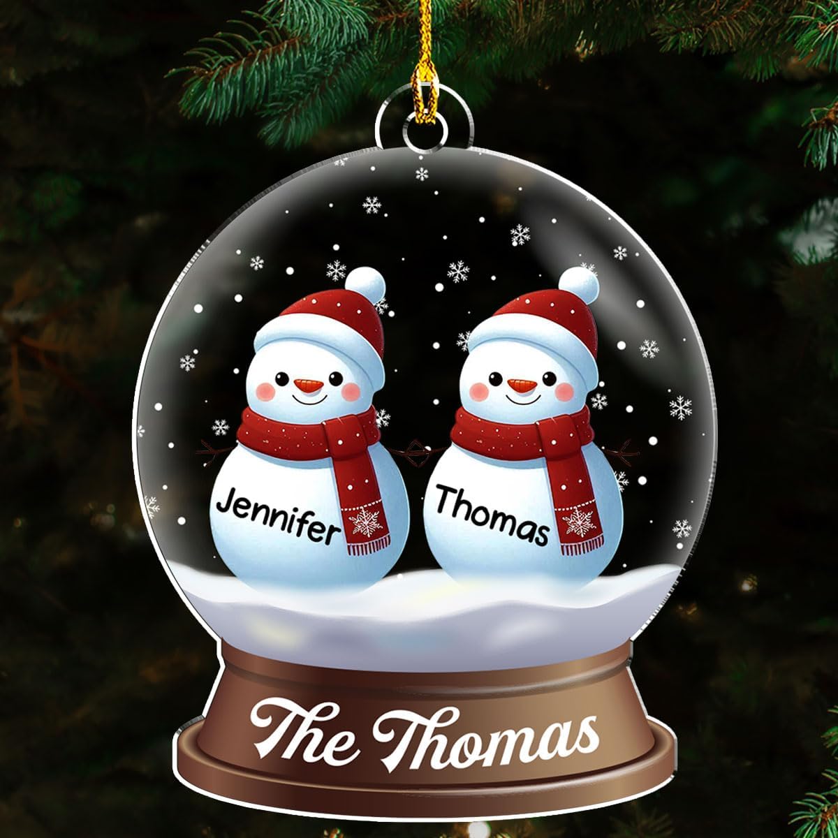 Personalized Family Christmas Acrylic Ornament 2024 - Custom Name Snowman Family Members up to 10 People, Snow Globe Ornament Gifts for Family Tree Decoration (A03, 9 Names)