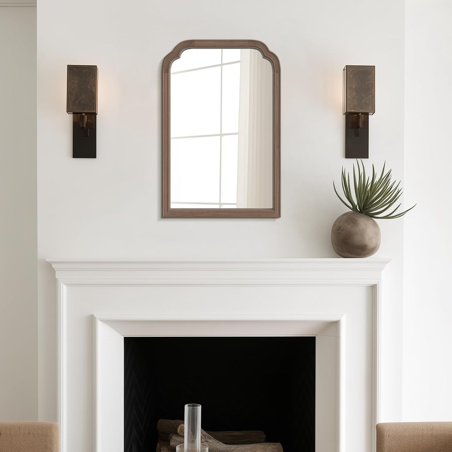 WallBeyond Wood Bathroom Mirrors for Wall Mounted, 20" x 30" Rustic Wood Frame Wall Mirrors Decorative for Living Room or Bedroom Vanity Mirror (Walnut)