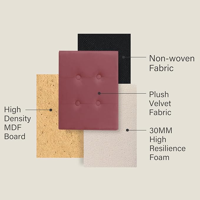 LINMAGCO Storage Ottoman Folding Foot Stool Velvet Footrest with Padded Modern Ottoman with Storage for Living Room Puppy Step Stool 17x13x13in(Jelly Pink)