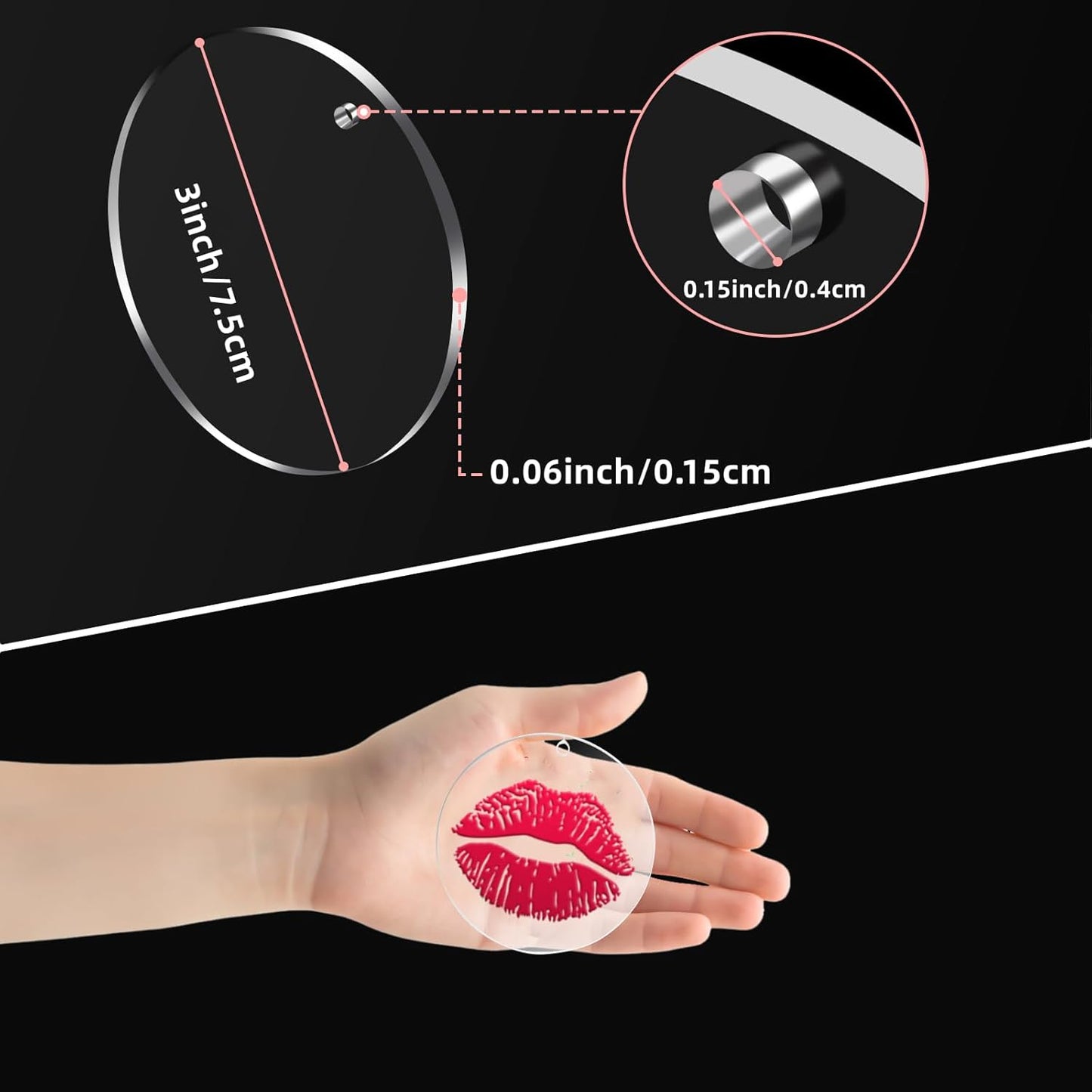 50 Pieces Clear Acrylic Circle with Hole 75x1.5 mm Transparent Acrylic Ornament Blanks 3" Blanks Round Sheets for Decorative Tags with Paintings