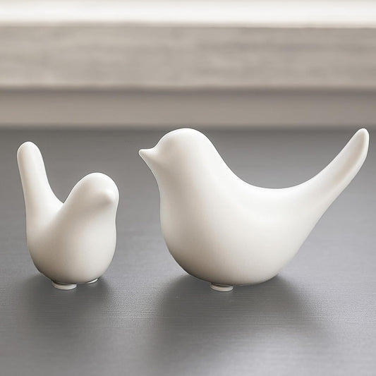 Notakia Small White Birds Statues Home Decor Modern Style Decorative Ornaments for Living Room, Bedroom, Office Desktop, Cabinets (2Pcs White Birds)