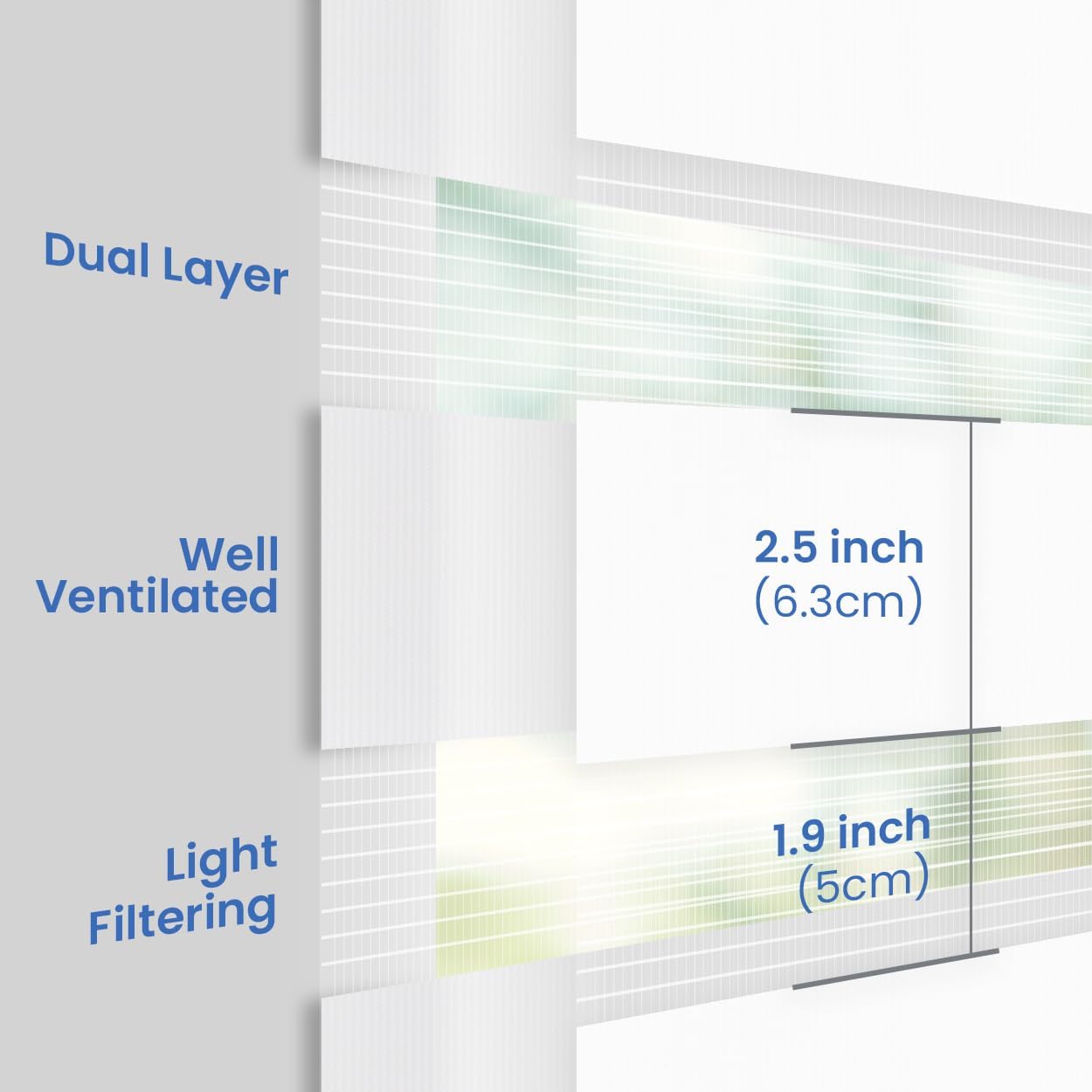 Foiresoft Standard Zebra Roller Blinds for Windows [W35 x H64 Inch, White, Basic], Light Filtering Dual Layer Shades for Bedroom, Living Room, Office, 13 Colors