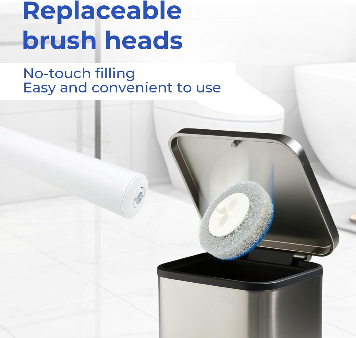 Disposable Toilet Brush&Holder with 18pcs Refills Pads, Toilet Cleaning Kit System,Toilet Bowl Cleaner Wand Holder and Set (24 Replacement Pads Refills)