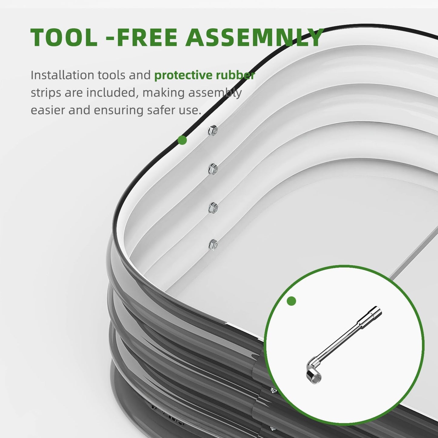 DaisyVibe Raised Garden Bed Kit, Planter Raised Garden Boxes Outdoor, Oval Large Metal Raised Garden Beds for Vegetables Flowers (Grey, 5ftx2ftx1ft)