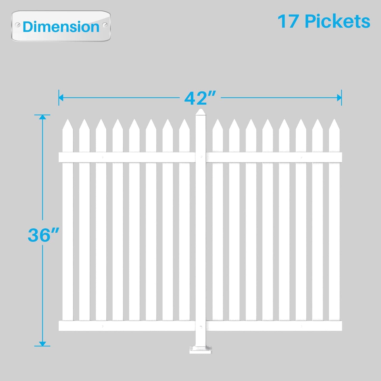 Patio 3 Sets Vinyl Picket Fence Panels 36" H x 84" W White PVC Decorative Fence for Front Yard Porch Patio Deck Pool Air Conditioner Fence Safety Dog Fence (34 Pickets, Straight)