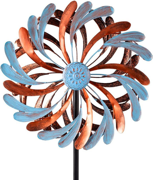 Viveta Wind Spinner for Yard and Garden, Metal Windmill Spinning Kinetic Wind Spinners for Outside Yard Patio Lawn Decor 13”D*57.5“H