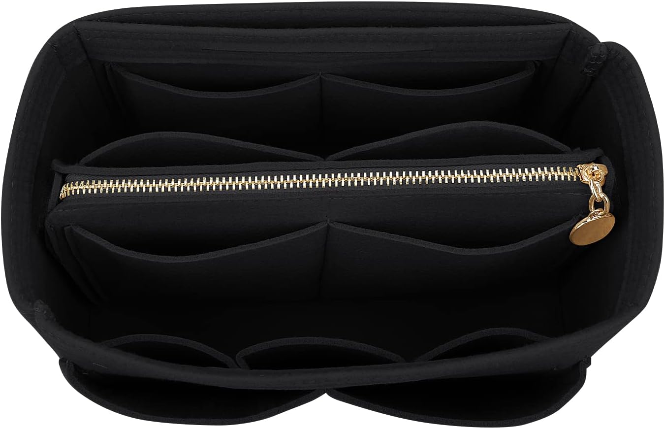 LEXSION Felt Purse Bag Organizer Insert with zipper Bag Tote Shaper Fit Speedy Neverful PM MM