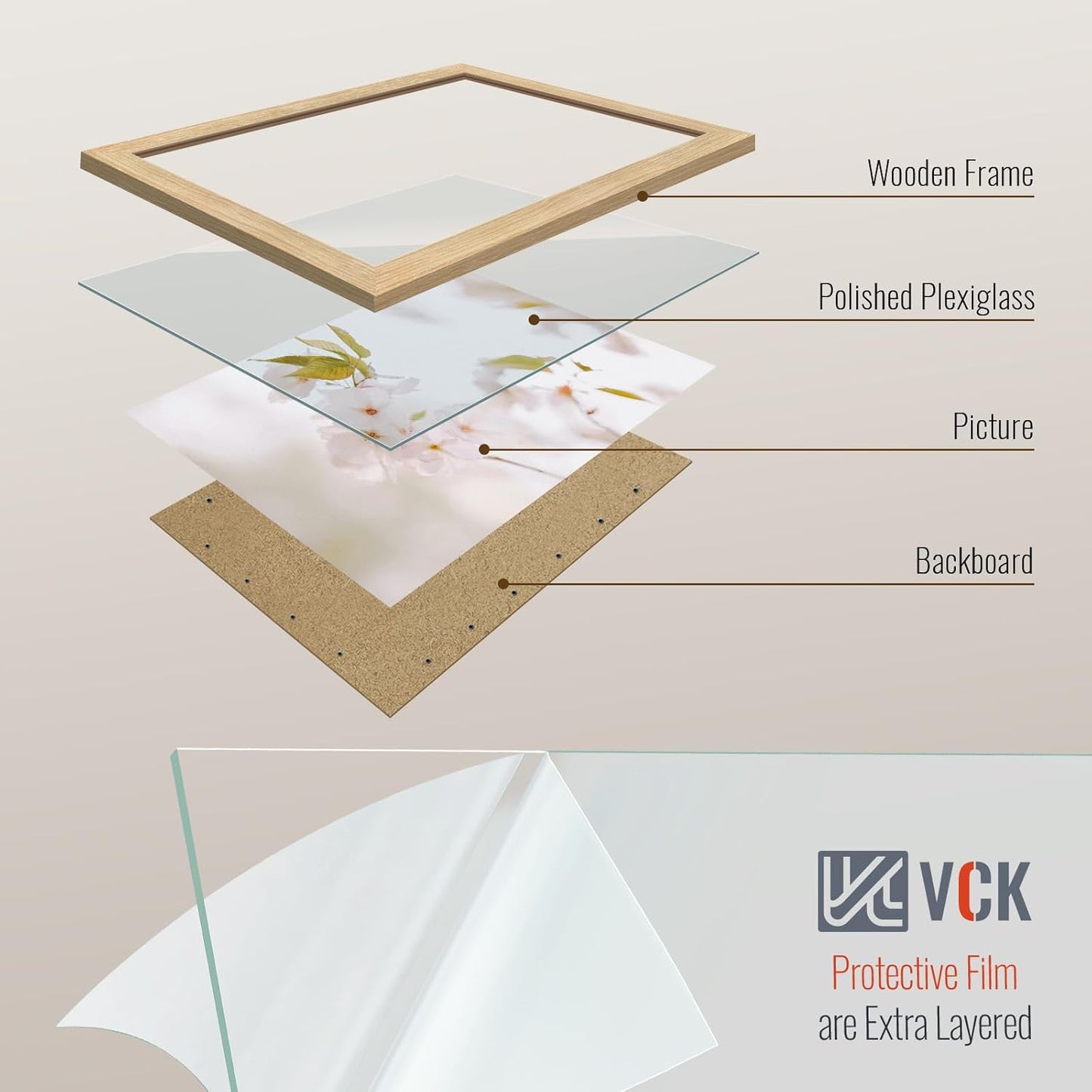 VCK 14x24 Oak Wood Frame for Picture, Natural Solid Wood Photo Frames 3 Pack, Wall Gallery Frame