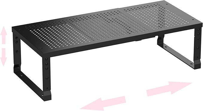 Metal Stackable Expandable Storage Shelf - Multi-Functional Home Storage Shelf, Suitable for Kitchen, Cabinet，Bathroom, Office, Garage, etc.（1PACK/Black/Medium