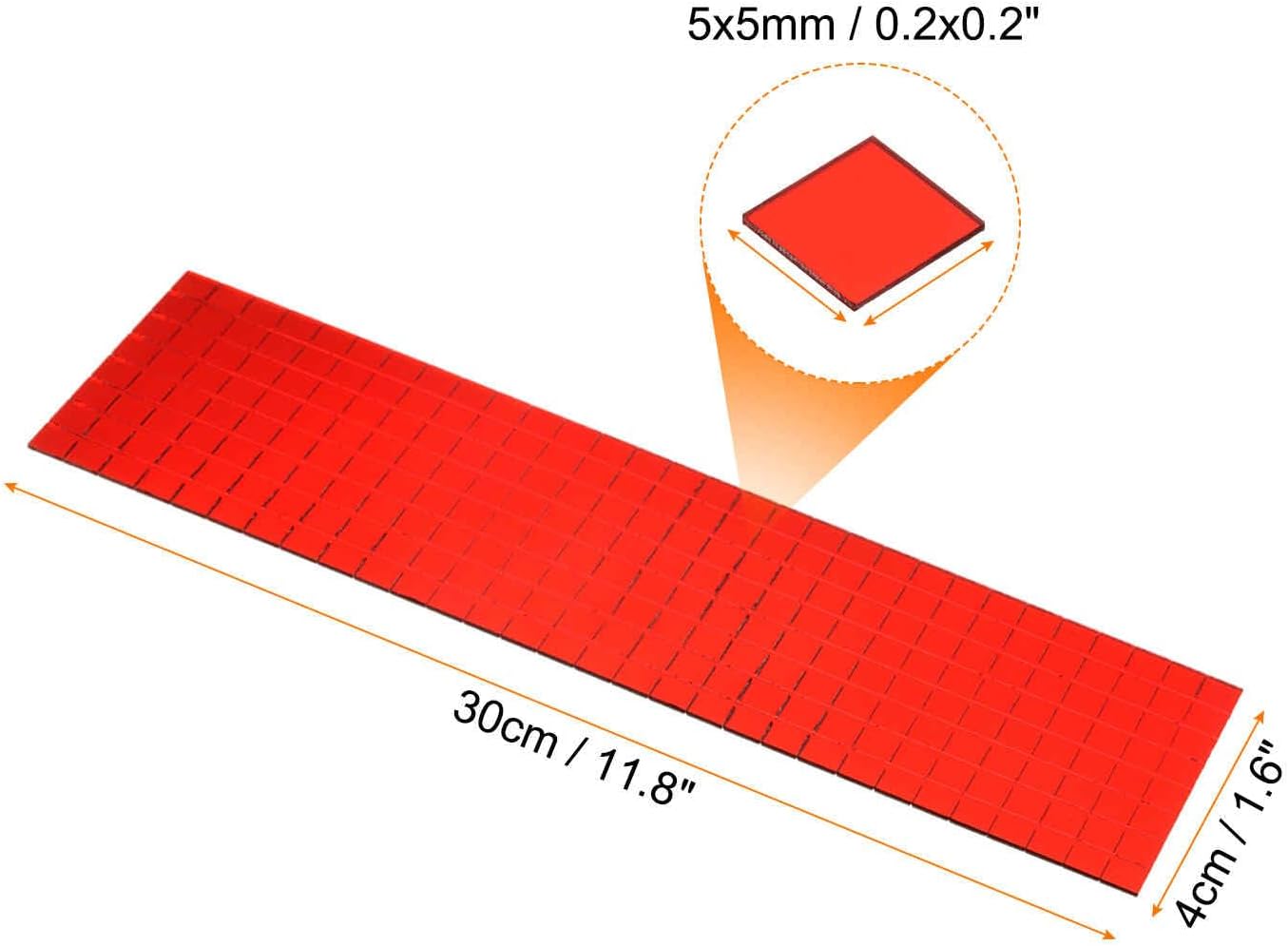 HARFINGTON 10 Sheet 4800 Pieces Self Adhesive Mirror Mosaic Tiles 5x5mm Small Square Mirror Tiles Sticker Disco Ball Stickers Mini Glass Tiles for DIY Craft Party Home Decoration, Red