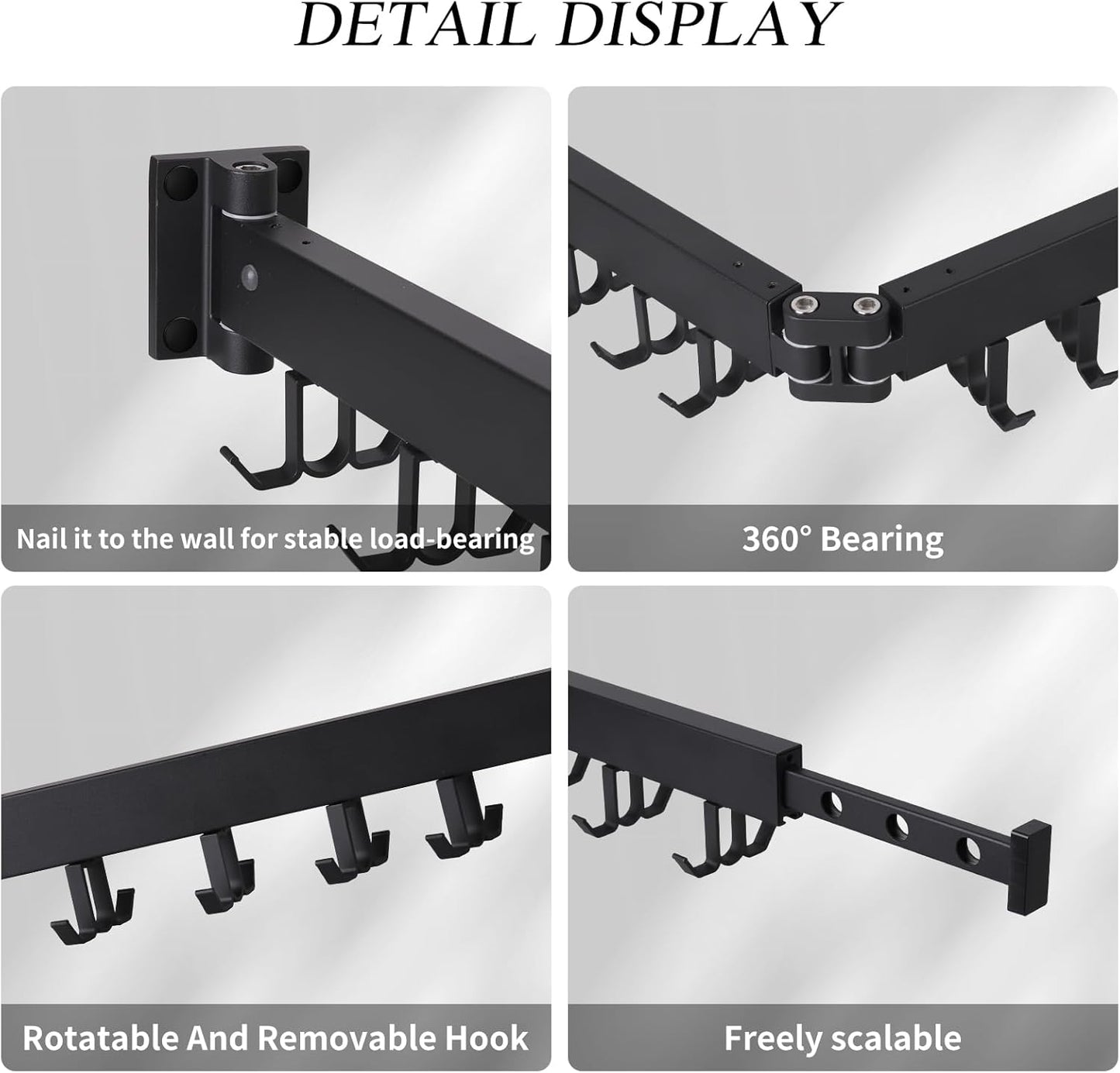 Wall Mounted Clothes Drying Rack,Drying Rack Clothing Wall Mount with Foldable Features(Tri-Fold),Space Saver,Wall Mounted Drying Rack for Laundry Balcony Bathroom (Black)