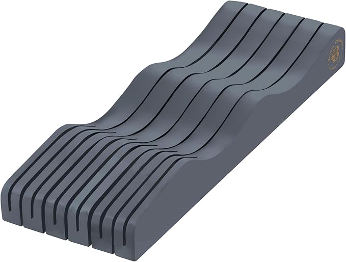 In-Drawer Knife Block - Bamboo Knife Drawer Organizer for Kitchen - Fits 5 Long + 6 Short Knives, Store Knives with Blades Pointing Down - Wooden Steak knife Holder without Knives (Grey)