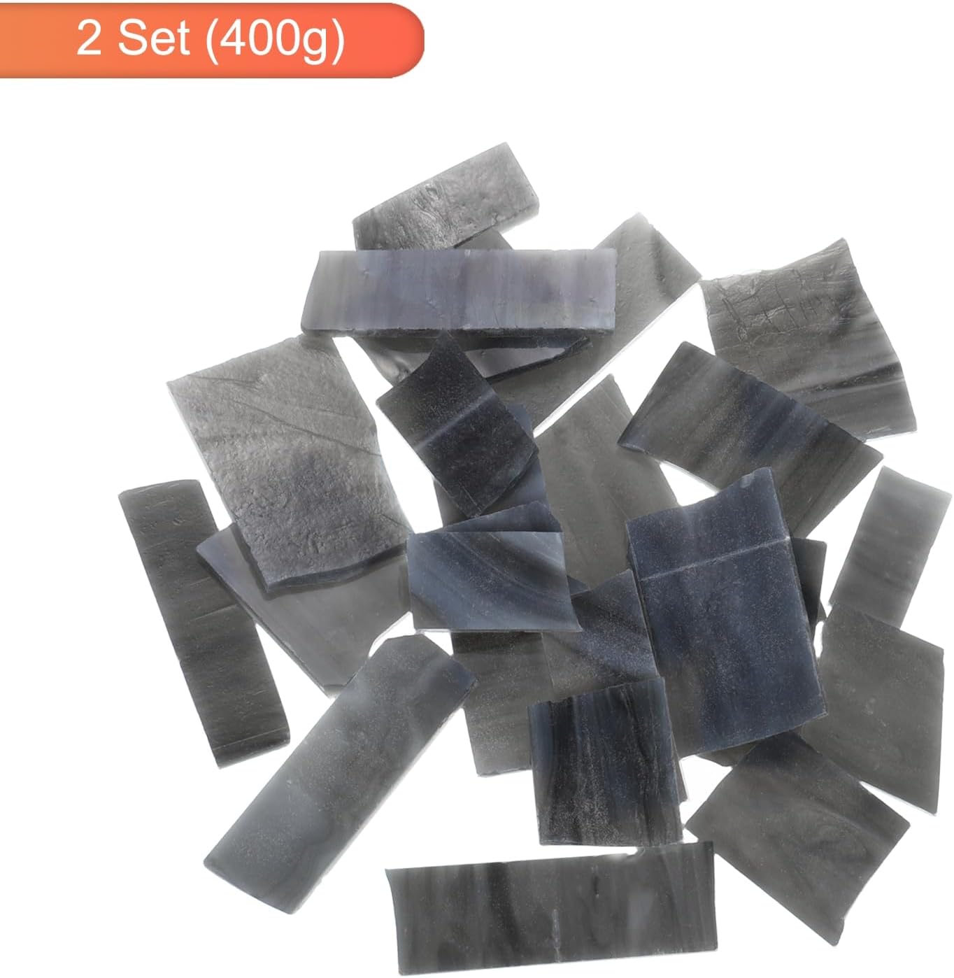 MECCANIXITY Set of 2 Glass Mosaic Tiles for Craft, Stained Glass Mosaic Tiles Bulk for Craft DIY Hobbies Art Project Ink Series