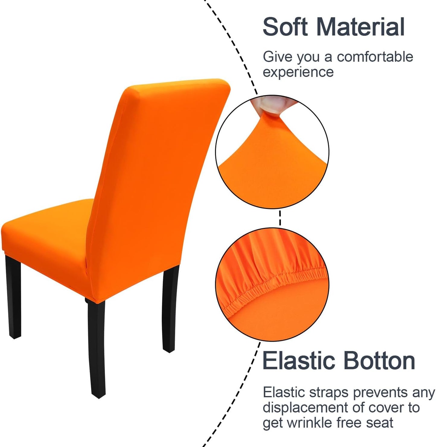 JQinHome Dining Chair Slipcover, High Stretch Removable Washable Chair Seat Protector Cover Set of 2,Chair Covers for Halloween Dining Room, Kitchen,Home Party,Wedding Ceremony(Orange, 2PC)